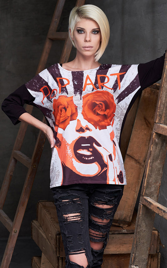 „Pop Art Roses“ Shirt Longarm